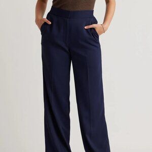 Quince Stretch Crepe Classic Trouser Pant - Size 10 - Navy